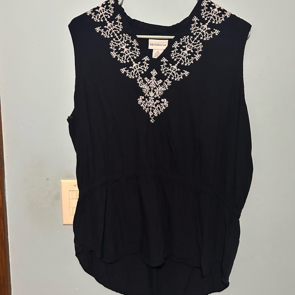 Liz Claiborne Black Embellished Blouse